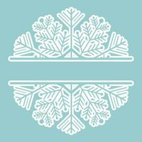 Decoration snowflake frame, monogram for text, cutout, line isolated on background. Christmas holidays, winter symbol, greeting. . Vector illustration