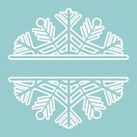 Decoration snowflake frame, monogram for text, cutout, line isolated on background. Christmas holidays, winter symbol, greeting. . Vector illustration