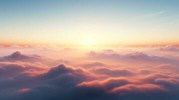 Aerial view White clouds in sky. Top. View from drone. Aerial bird's eye. Aerial top view cloudscape. Sky background, Generative AI illustration photo