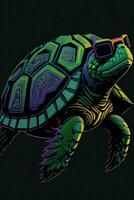 un detallado ilustración de un Tortuga para un camiseta diseño, fondo de pantalla, y Moda foto