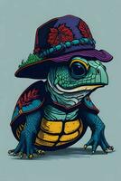 un detallado ilustración de un Tortuga para un camiseta diseño, fondo de pantalla, y Moda foto