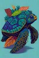 A detailed illustration of a Turtle for a t-shirt design, wallpaper, and fashion photo