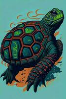 A detailed illustration of a Turtle for a t-shirt design, wallpaper, and fashion photo