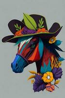 un detallado ilustración de un caballo para un camiseta diseño, fondo de pantalla y Moda foto