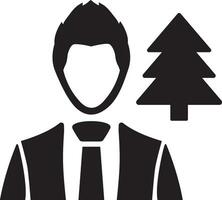 Christmas tree with man icon vector