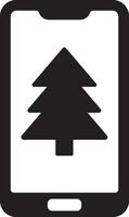 Mobile with Christmas tree icon vector