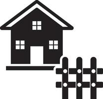 House with fence icon vector