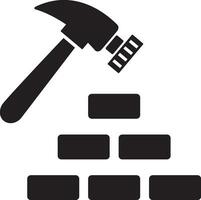 Hammer and bricks icon vector