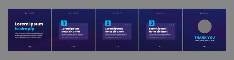 set of modern carousel slide templates for social media posts. dark theme social media template vector