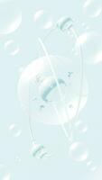 abstract achtergrond met transparant bolvormig bubbels en dna strengen. 3d animatie video