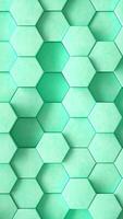 Abstract background of pulsing blue hexagons in wall. 3d loop vertical video