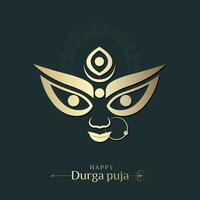 Happy Durga Puja Illustrations, Durga Face, Subh Navratri, Dussehra vector