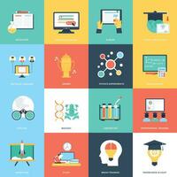 Flat Icons Set of Education vector