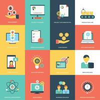 Pack of Project Management Flat Icons vector