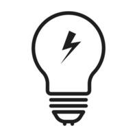 Light Bulb Vector Icon Outline, Lightening, Electric Lamp, Represents Idea And Innovation Sign, Thinking Concept, Innovative, Brainstorm Design Elements, Electric Bulb Light With Rays Glowing Vector