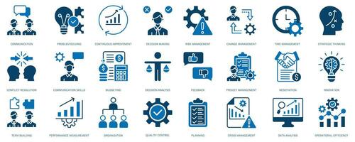 Management Icon Collection. Thin Line Set contains such Icons as Vision, Mission, Values, Human Resource, Experience and more. vector