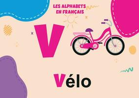 French Alphabet v letter preschool vector