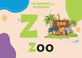 French Alphabet z letter preschool vector