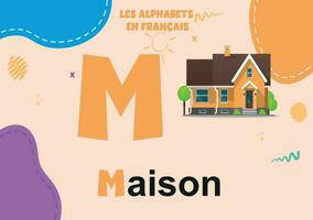 French Alphabet m letter preschool vector