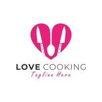 cooking love vector illustration logo