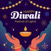 Good Worship On Diwali Festival Day vector