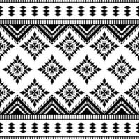 Aztec and Navajo tribal geometric vector background. Seamless native ethnic pattern design for textile template and ornament. Black and white colors.