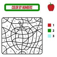 Coloring by numbers. Fun for kids. Color the pepper vector