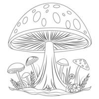 A few mushrooms. Children's coloring book. Large mushroom fly agaric vector