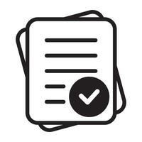 Document with Check mark icon. Compliance document icon in flat style. Approved process vector sign.