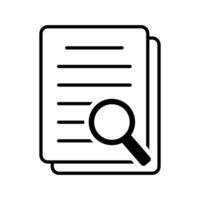 Document check icon vector illustration. Checklist magnifier assessment line icon.