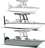 Boat vector, Fishing boat vector line art and one color.