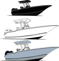 Boat vector, Fishing boat vector line art and one color.