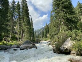 Grigorievskoe gorge near Issyk-Kul lake, Kyrgyzstan. Beautiful view of the mountains. Central Asia, Kyrgyzstan. photo