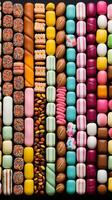 kinds of candy rainbow color background photo