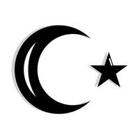 Symbol of islam. Star and crescent icon on white background. Star crescent symbol islam vector icon.