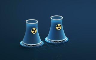 Nuclear power station and nuclear energy, 3d rendering. photo