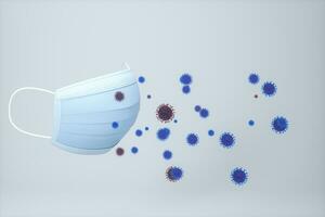 Mask and virus with white background,3d rendering. photo