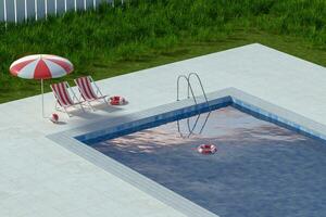 A swimming pool on a clear day, 3d rendering. photo