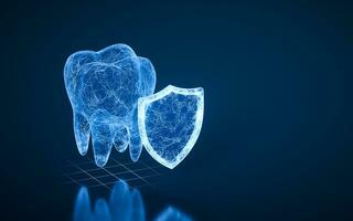 escudos proteger el salud de dientes, 3d representación. foto