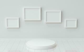 Empty product platform with shadow on the wall, 3d rendering. photo