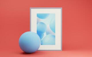 Soft balls and decorative picture, 3d rendering. photo