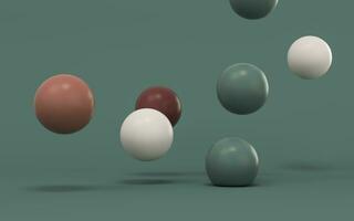 Bouncing soft balls with green background, 3d rendering. photo