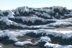 Mountain landscape tops covered with snow, 3d rendering. photo