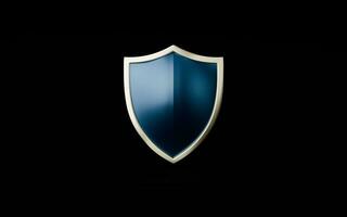 Shield with black background, 3d rendering. photo