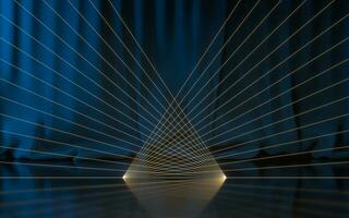 Empty stage with glowing neon lines, 3d rendering. photo