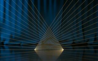 Empty stage with glowing neon lines, 3d rendering. photo