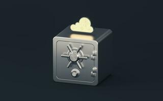 Cloud computing and safe box, 3d rendering. photo