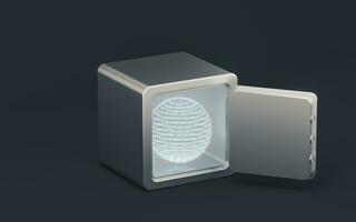 Safe box with dark background, 3d rendering. photo