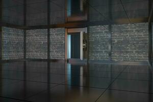 Safety gate and coded lock,abstract conception,3d rendering. photo