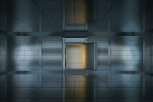 Safety gate and coded lock,abstract conception,3d rendering. photo